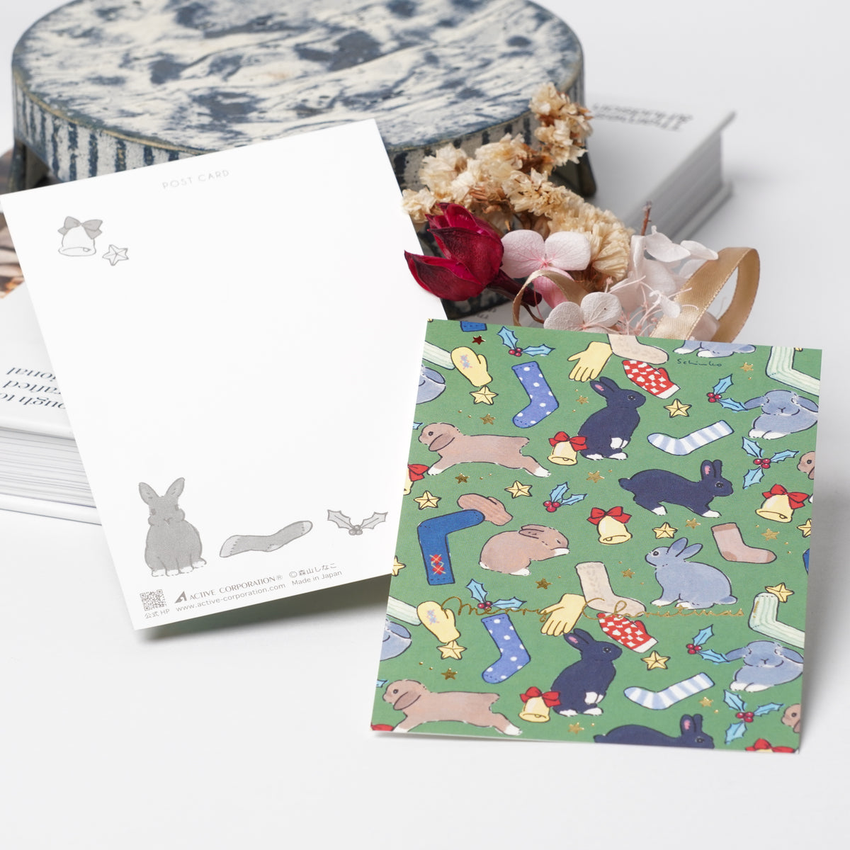 Shinako Moriyama Christmas Socks & Mittens Postcard