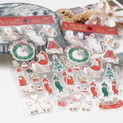 TOCOROCOMUGI Red Cotton Washi Christmas Stickers