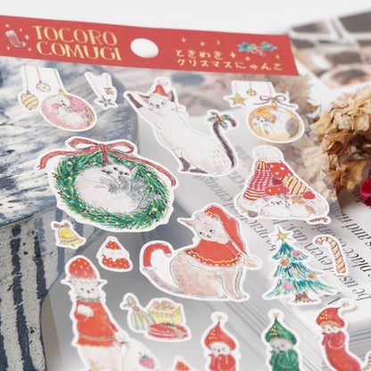 TOCOROCOMUGI Red Cotton Washi Christmas Stickers