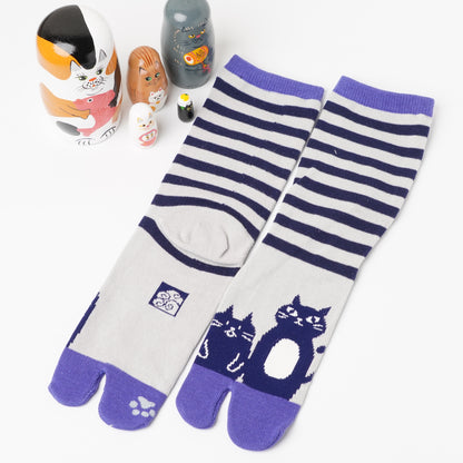 Kaya Striped Cat Tabi Socks | Japanese Split-Toe Cat Socks