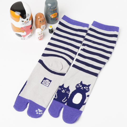 Kaya Striped Cat Tabi Socks | Japanese Split-Toe Cat Socks