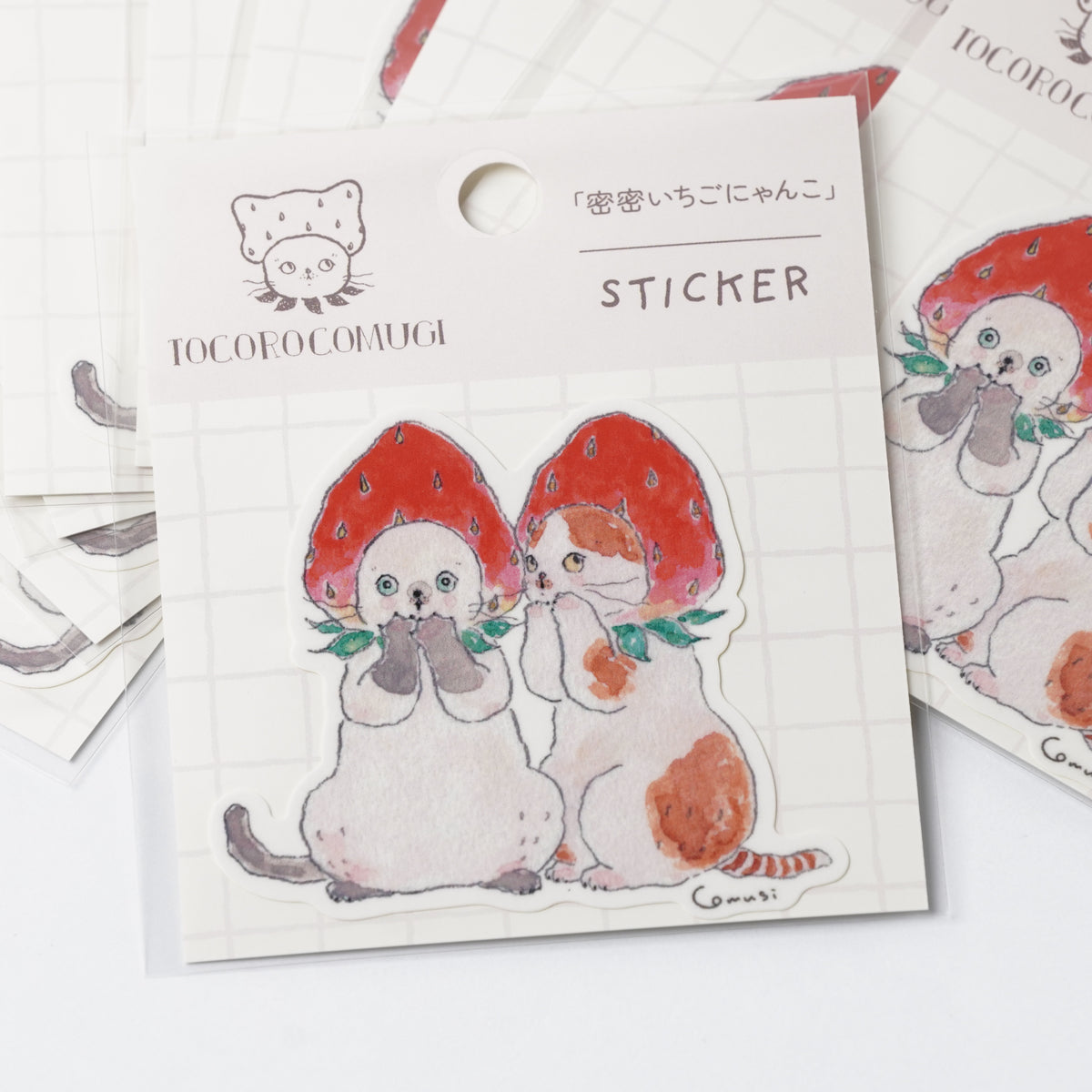 TOCOROCOMUGI Strawberry Cat Cluster Sticker