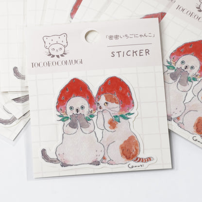 TOCOROCOMUGI Strawberry Cat Cluster Sticker