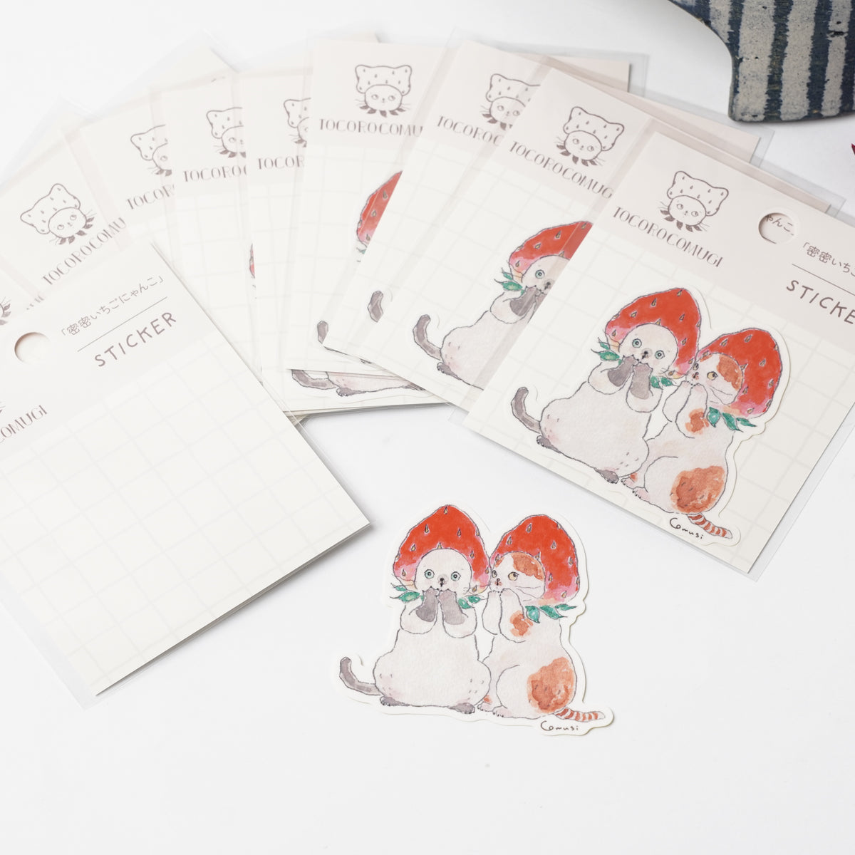 TOCOROCOMUGI Strawberry Cat Cluster Sticker