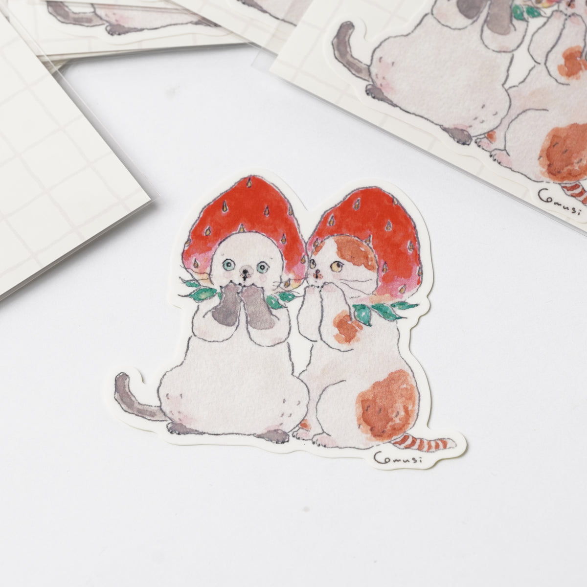 TOCOROCOMUGI Strawberry Cat Cluster Sticker