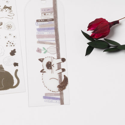 HONTOWATASHI Clear Bookmark – Cat Bookshelf