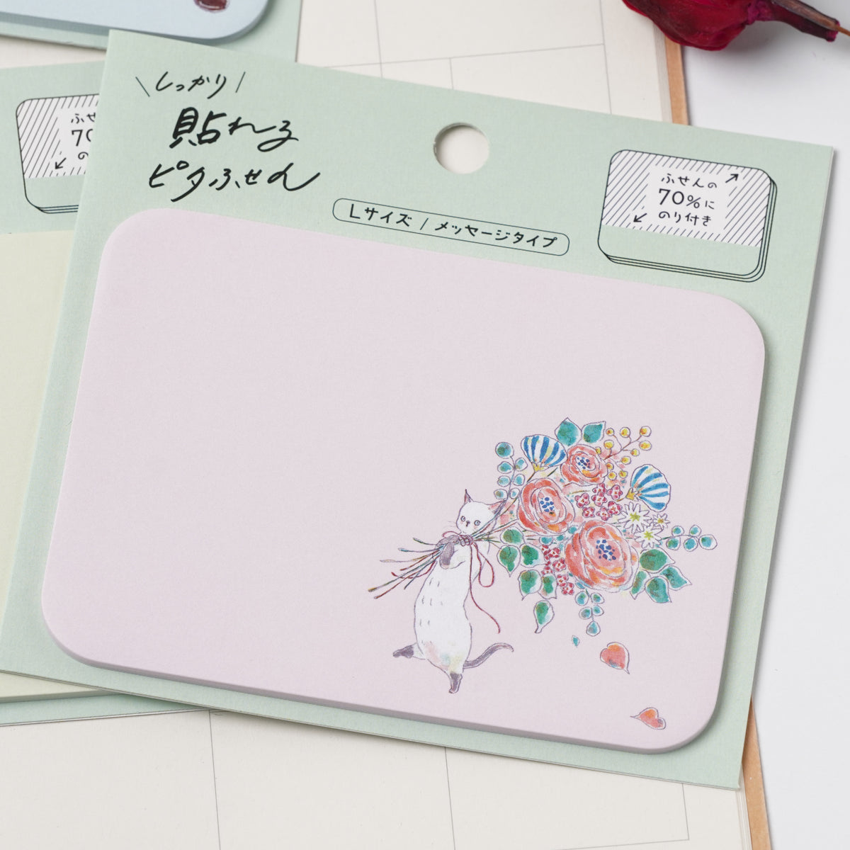 TOCOROCOMUGI Pita Sticky Notes L – Big Bouquet Cat