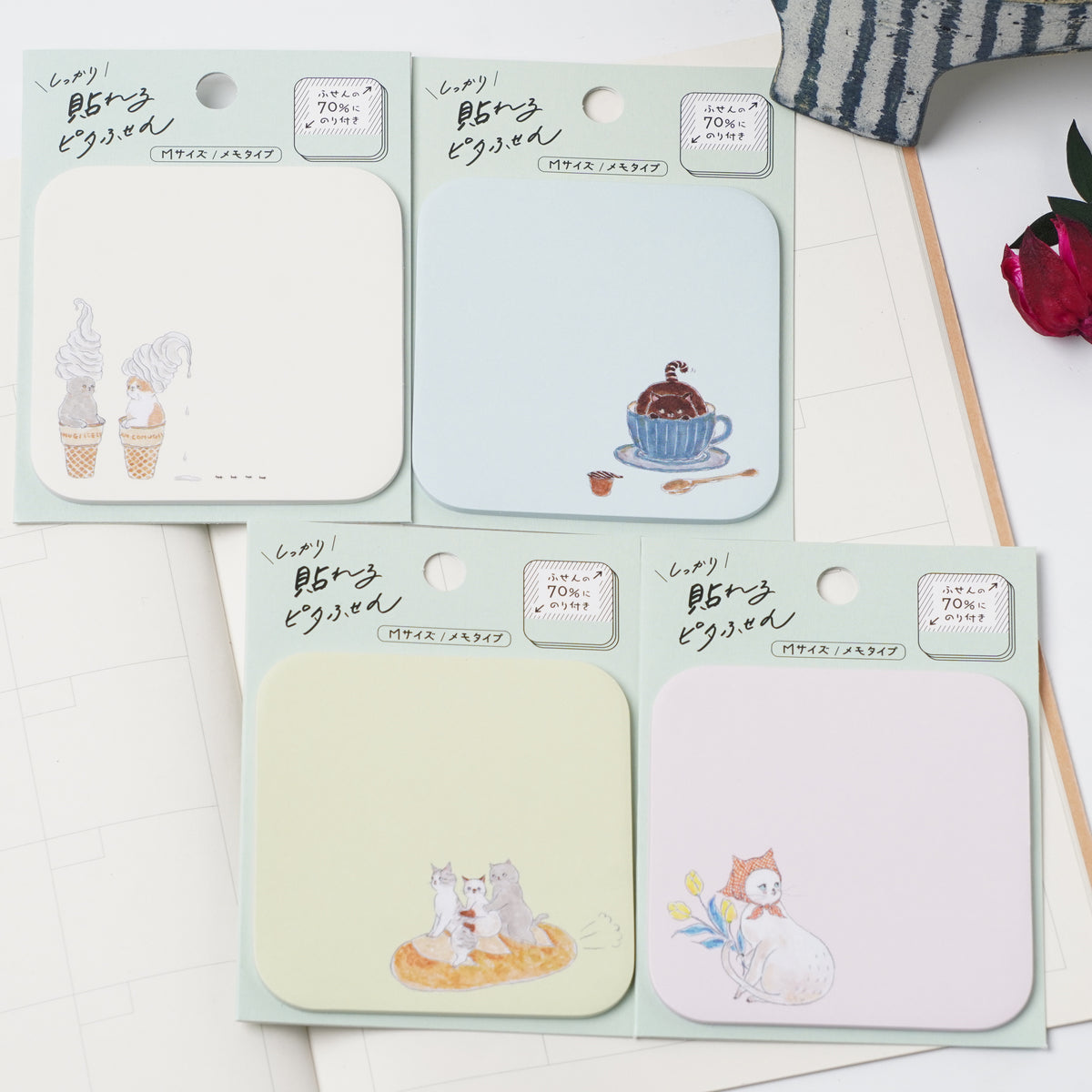 TOCOROCOMUGI Pita Sticky Notes M – Ninja Coffee Cat