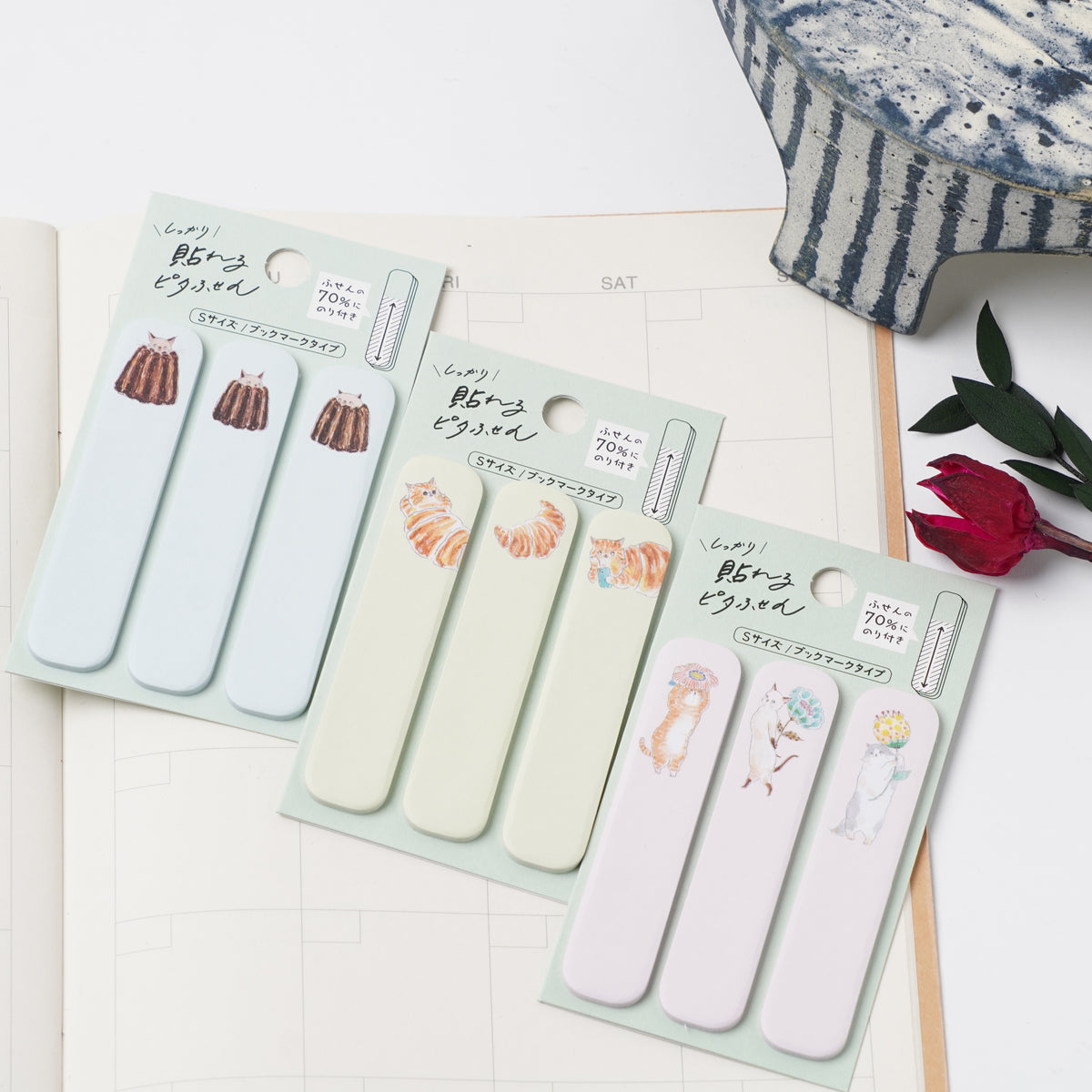 TOCOROCOMUGI Pita Sticky Notes S – Croissant Cat