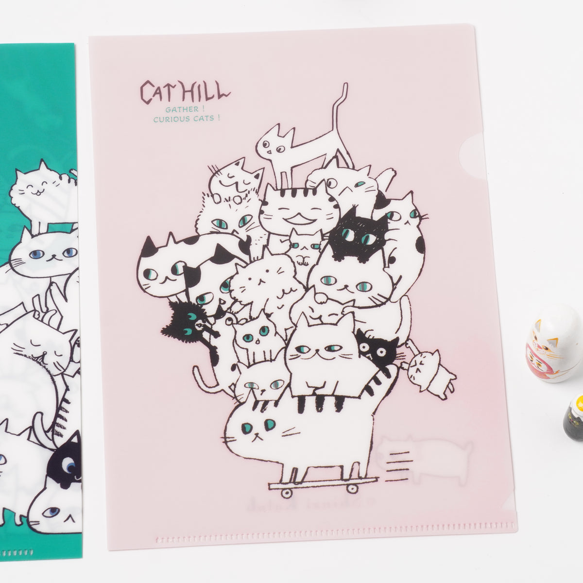 Shinzi Katoh Cat Hill A5 Clear File - Pink