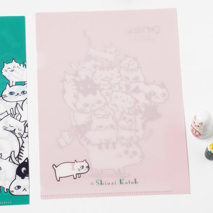Shinzi Katoh Cat Hill A5 Clear File - Pink