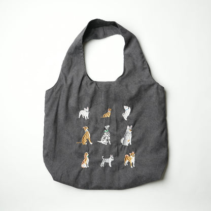 Dog Embroidery Tote Bag Corduroy Bag