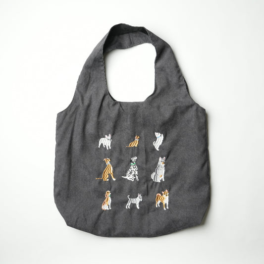 Dog Embroidery Tote Bag Corduroy Bag