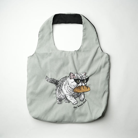 Cat embroidery tote bag corduroy bag I.GREY