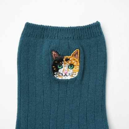 Cute Cat Socks M – Mike Neko Embroidery