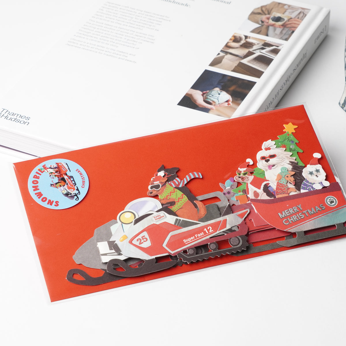Christmas Party Snowmobile Pop-Up Christmas Card