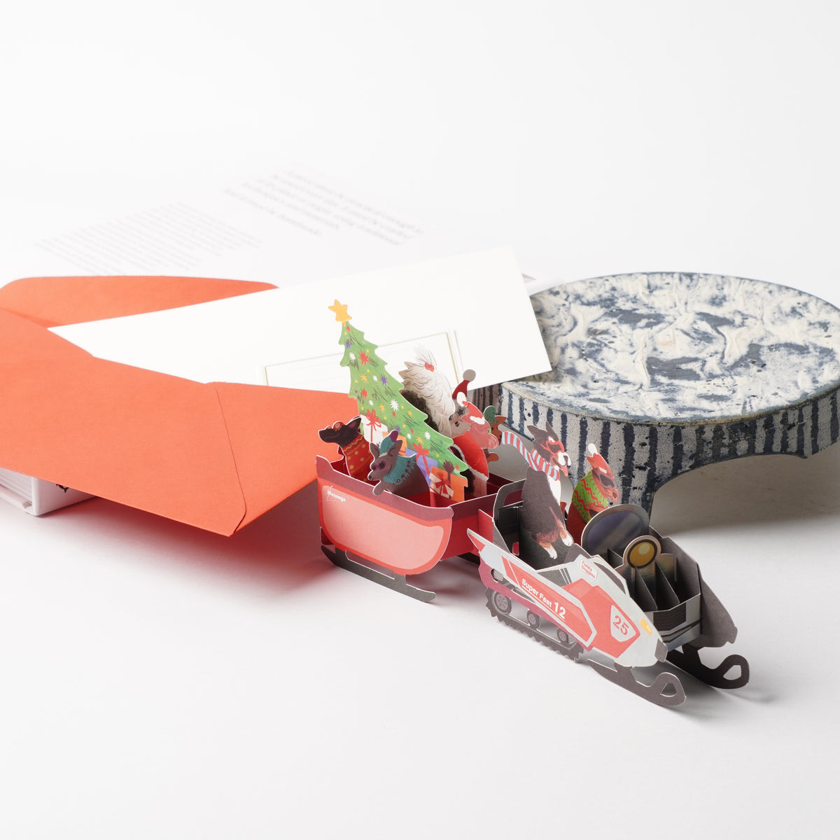 Christmas Party Snowmobile Pop-Up Christmas Card