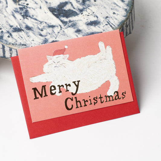 Cat Christmas Mini Card by Kahoko Sodeyama - Coral