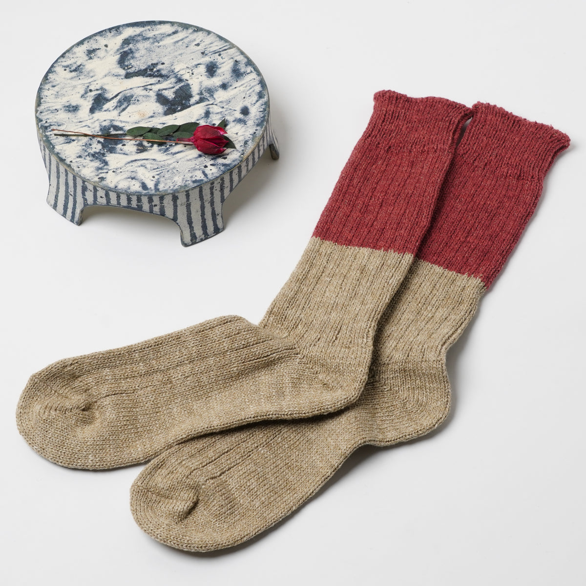 【knitwin】 Wool Cotton Slub Socks L