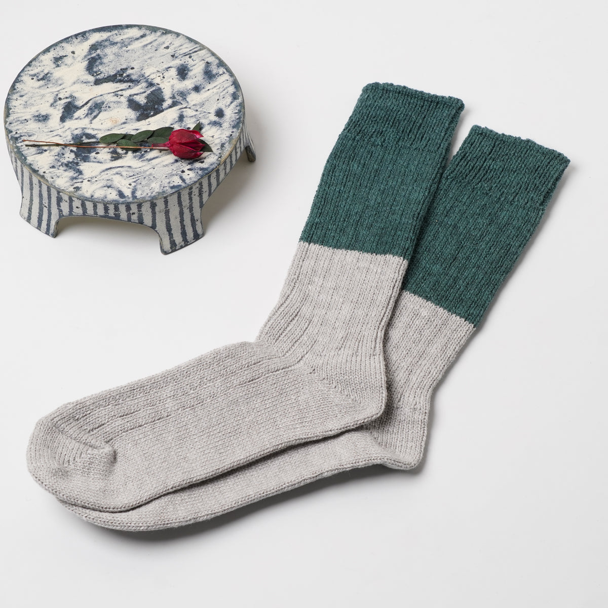 【knitwin】 Wool Cotton Slub Socks L