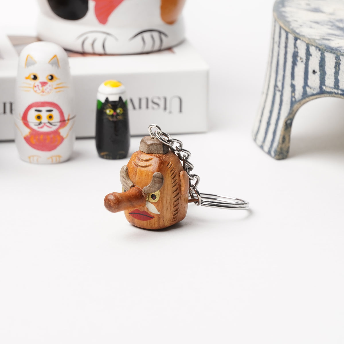 Handcrafted Wooden Tengu Key Ring - Cozyca Products