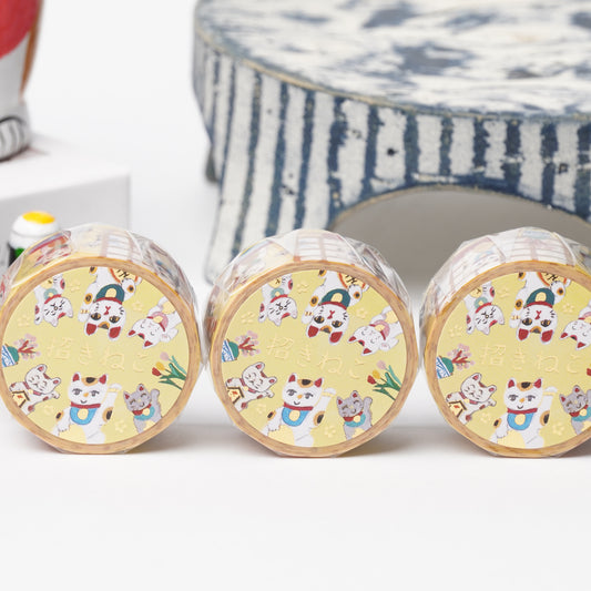 Cozyca Products Golds Foil Washi Masking Tape - Japanese Lucky Cat Gold Foil Tape