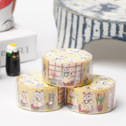 Cozyca Products Golds Foil Washi Masking Tape - Japanese Lucky Cat Gold Foil Tape