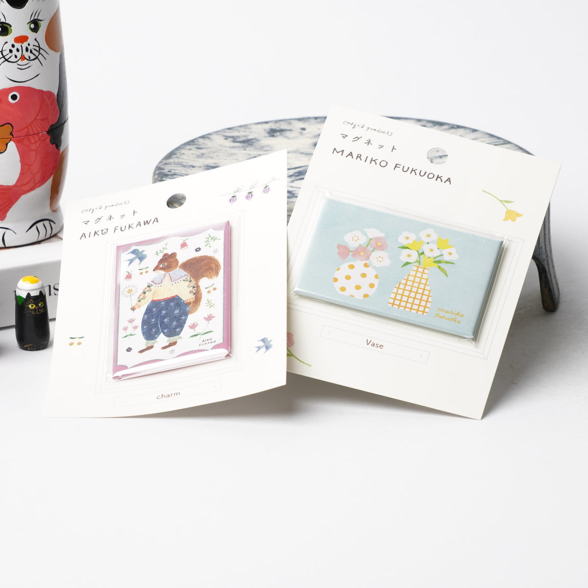 Mariko Fukuoka Vase Square Magnet | Cozyca Products
