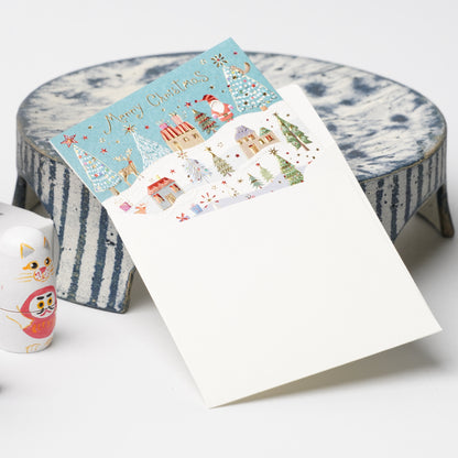 Santa in a Snowy Town Christmas Mini Card