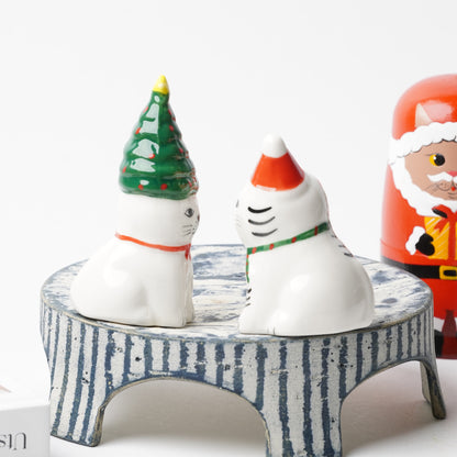 Creer Zappy Christmas Cat Figurines