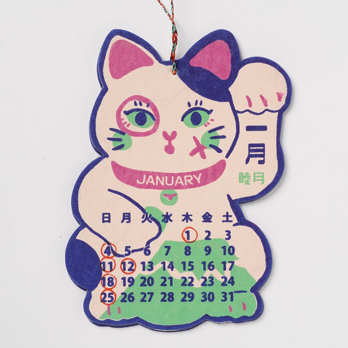 2026 Manekineko Calendar - Handcrafted Lucky Cat Hanging Design