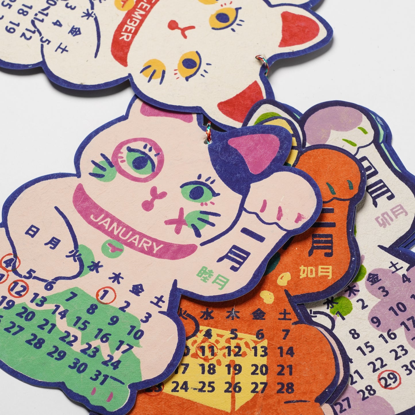 2026 Manekineko Calendar - Handcrafted Lucky Cat Hanging Design