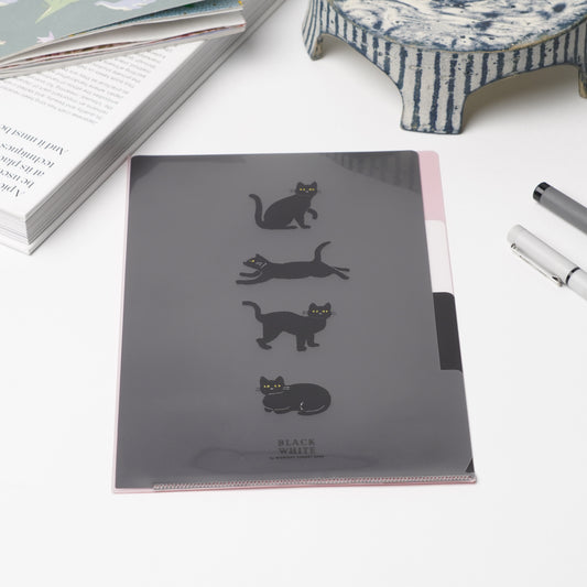Midnight General Store Black Cat A5 3-Pocket Clear File