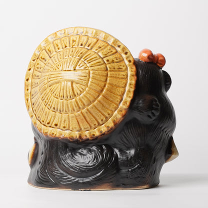 Japanese Tanuki Couple Statue – Shigaraki Ware Raccoon Dog Figurine, Lucky Charm Home Decor